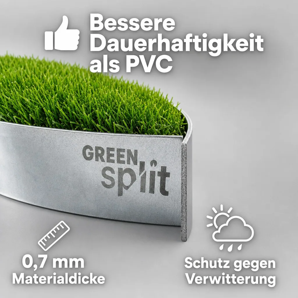 Rasenkantenband Metall Alu/Zink (Länge 10m 15m / Höhe 15cm 20cm 25cm) | Rasenkanten | Beeteinfassung | Beetumrandung | Beetbegrenzungen, Länge-GS: 10 m; Breite: 20 cm
