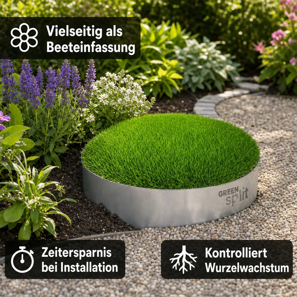 Rasenkantenband Metall Alu/Zink (Länge 10m 15m / Höhe 15cm 20cm 25cm) | Rasenkanten | Beeteinfassung | Beetumrandung | Beetbegrenzungen, Länge-GS: 10 m; Breite: 20 cm