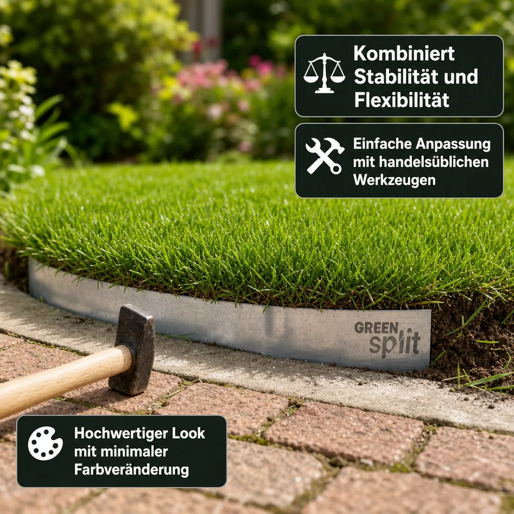 Rasenkantenband Metall Alu/Zink (Länge 10m 15m / Höhe 15cm 20cm 25cm) | Rasenkanten | Beeteinfassung | Beetumrandung | Beetbegrenzungen, Länge-GS: 10 m; Breite: 20 cm