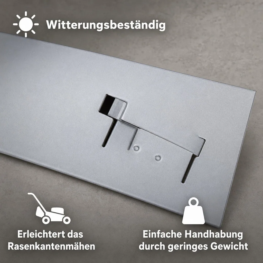 Rasenkanten Metall 18.5 cm x 120 cm ohne Farbe | Beeteinfassung | Beetumrandung | Beetbegrenzungen, Color-GS: ohne Farbe