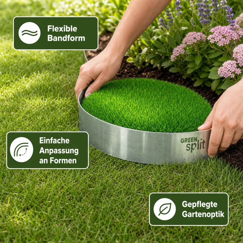 Rasenkantenband Metall Alu/Zink (Länge 10m 15m / Höhe 15cm 20cm 25cm) | Rasenkanten | Beeteinfassung | Beetumrandung | Beetbegrenzungen, Länge-GS: 10 m; Breite: 15 cm