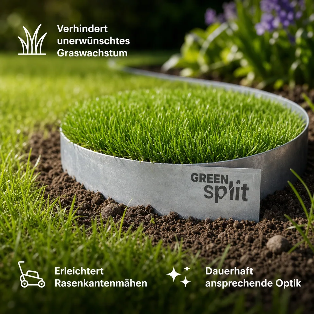 Rasenkantenband Metall Alu/Zink (Länge 10m 15m / Höhe 15cm 20cm 25cm) | Rasenkanten | Beeteinfassung | Beetumrandung | Beetbegrenzungen, Länge-GS: 10 m; Breite: 25 cm