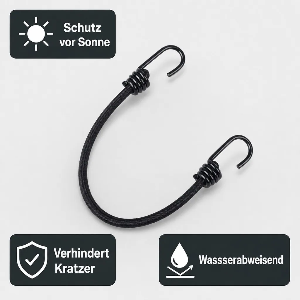 Expanderseil mit Haken 10mm x 100cm, Gepäckspanner, Gummiseil