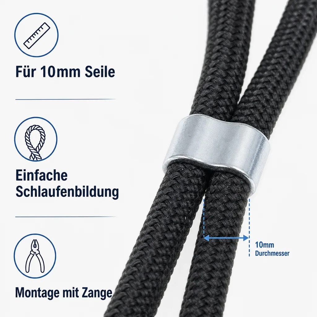 Seilklemmen 10mm, Würgeklemmen, verzinkt, Drahtseilklemmen