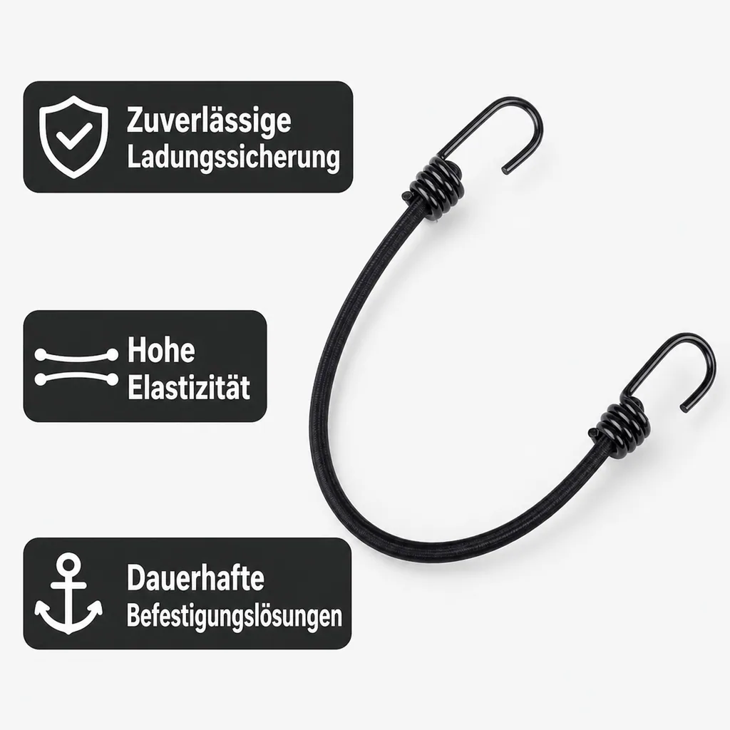 Expanderseil 8mm mit Haken, Gepäckspanner 60cm