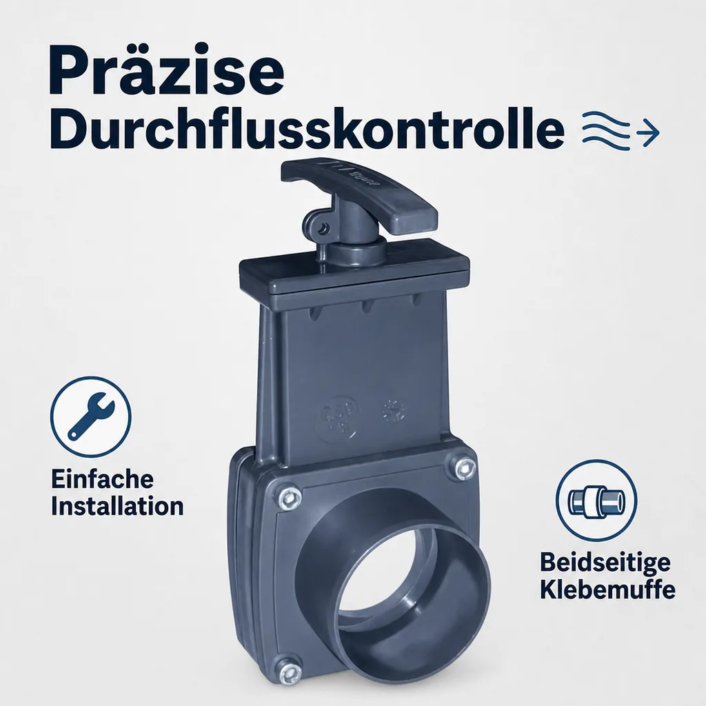 Zugschieber 110mm, PVC Schieber, Zugschieber Teich, 110 x 110mm