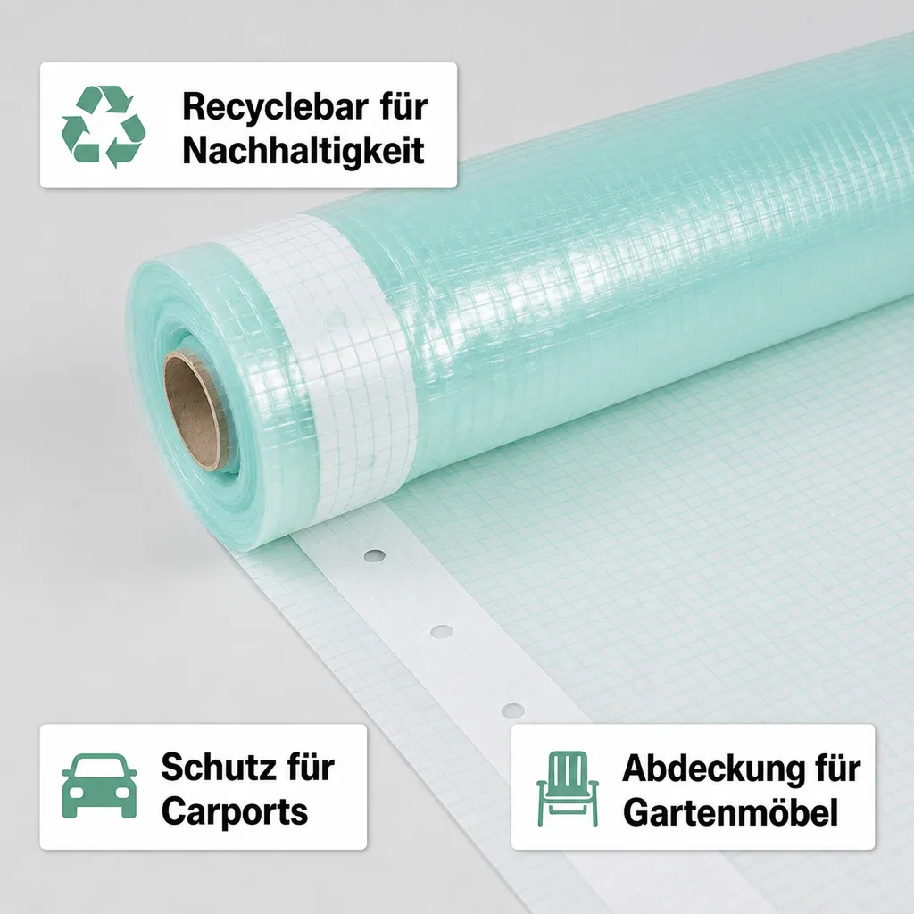 Gitterfolie, Gewächshausfolie, 1,5 Breite x 24 Meter, Nagelrand