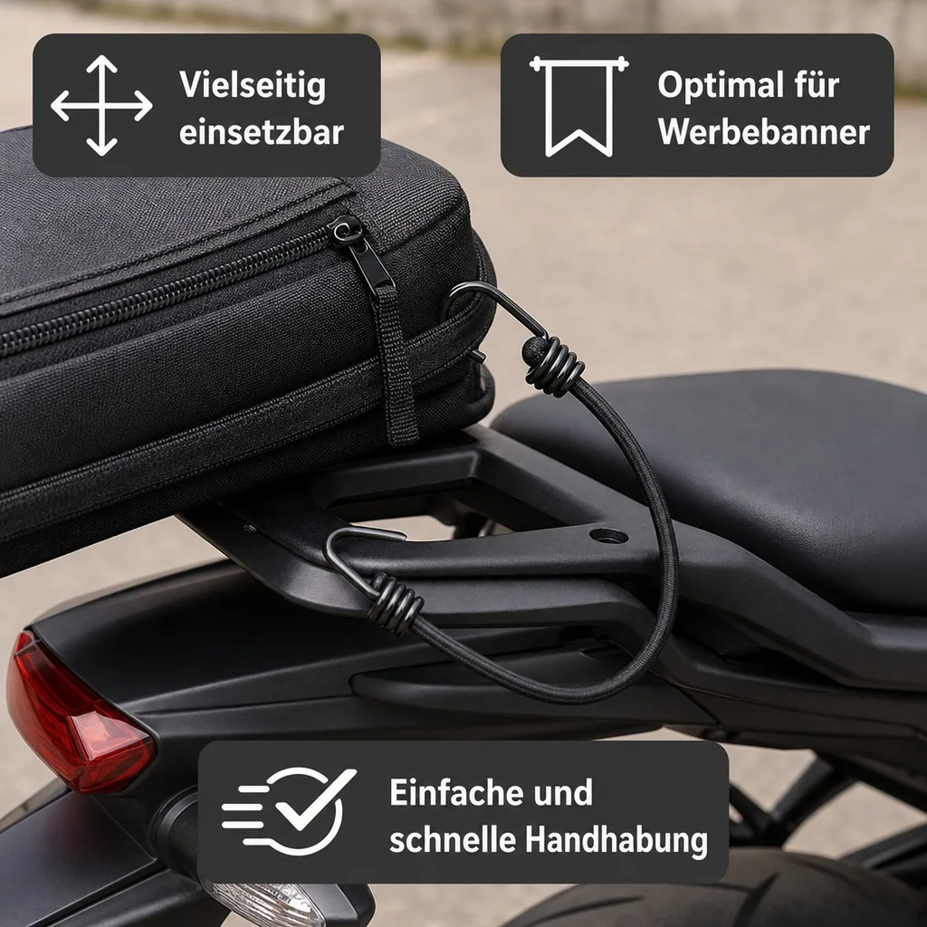 Expanderseil mit 2 Haken 10 mm x 60 cm, Gummiseil für Gepäckspanner