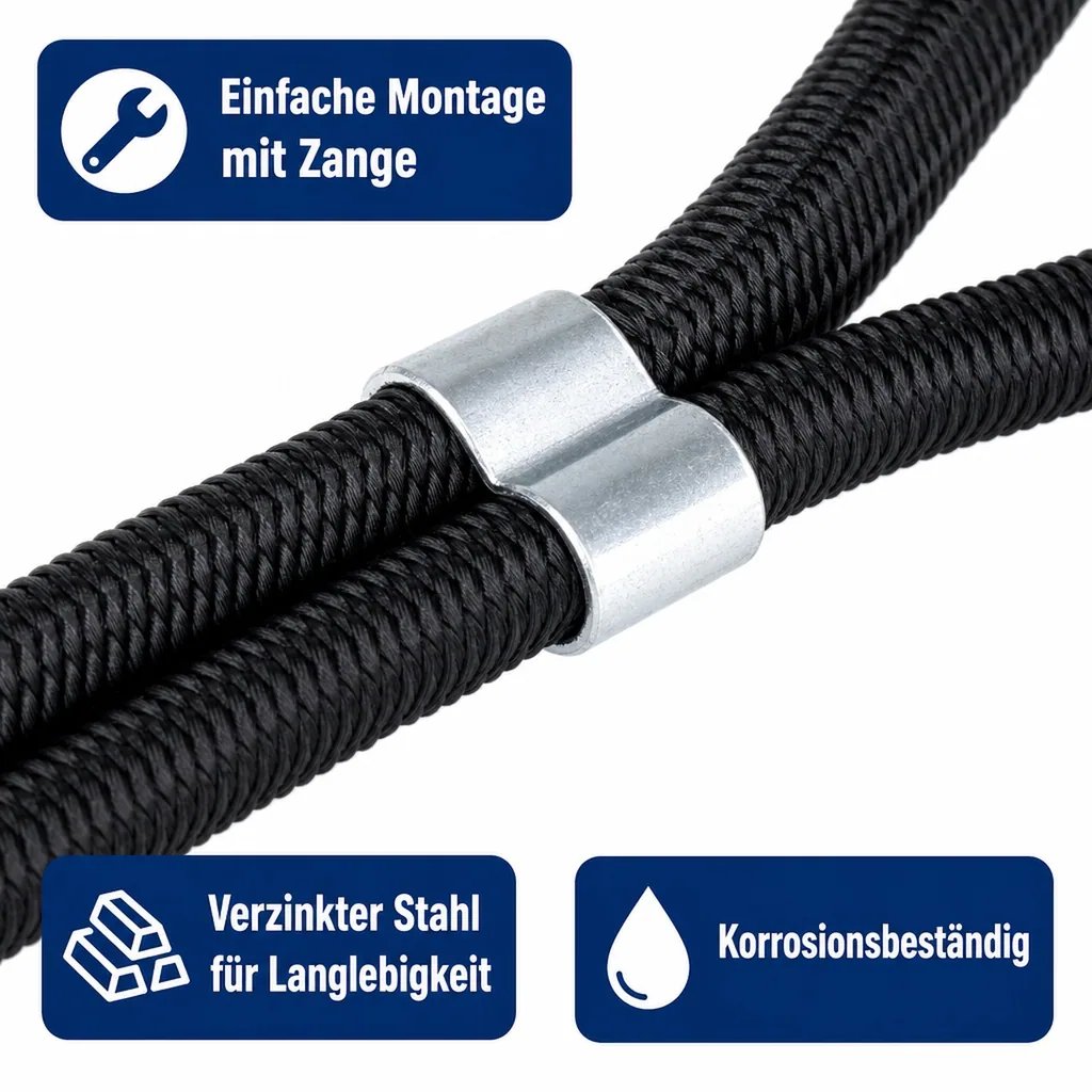 Seilklemmen 8mm, verzinkt, für Seile, Schnüre, Expanderseile