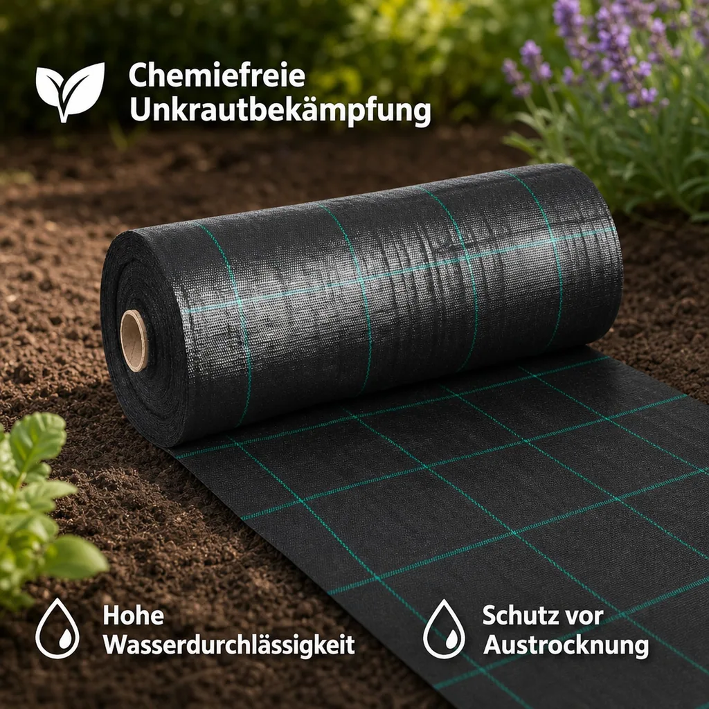 Unkrautvlies, Bodengewebe 1,5x30m, 100g/m², Gartenvlies, Mulchvlies, Beetvlies