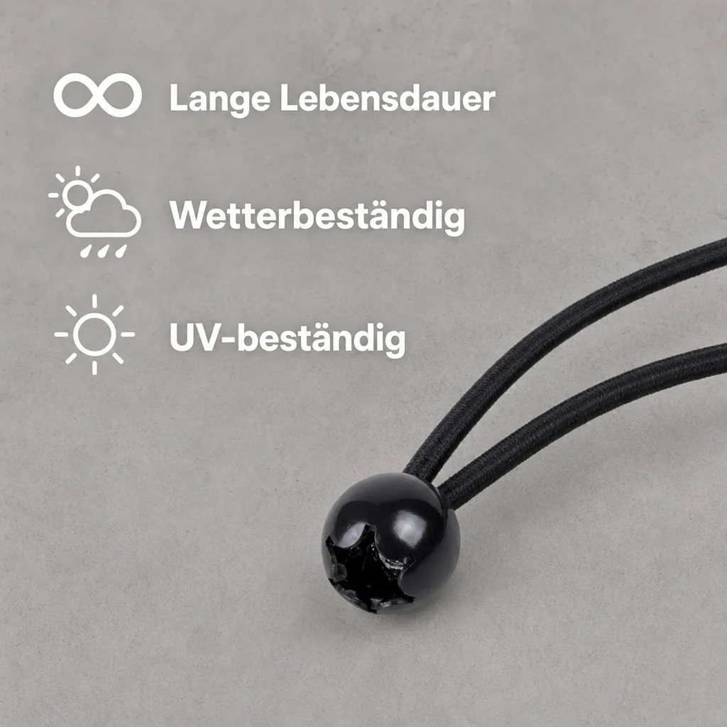 Planenspanner mit Kugel, Expanderschlinge 6 mm x 18 cm, schwarz