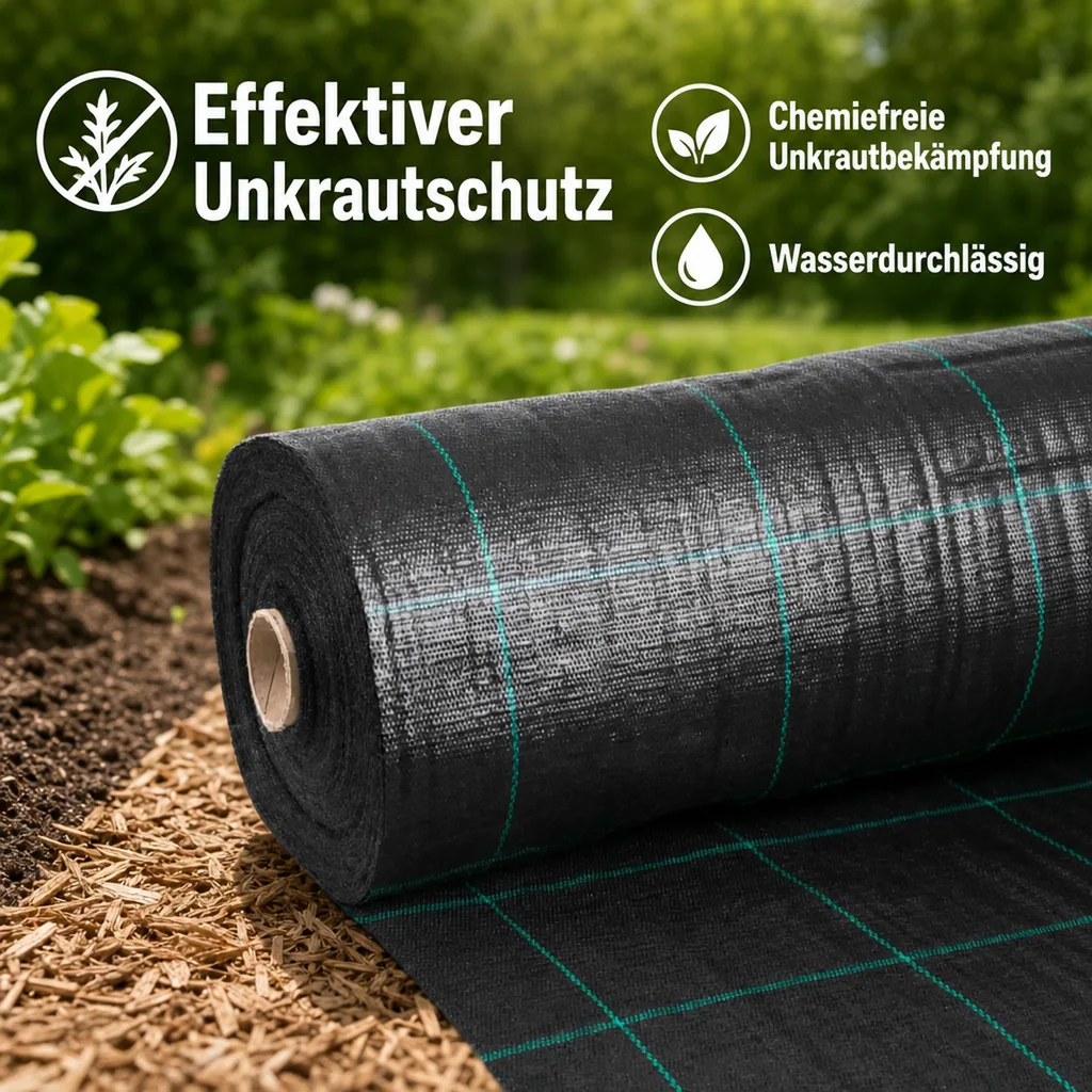 Bodengewebe 1,5x90m, 100g/m², Abdeckvlies, Unkrautvlies, Gartenvlies
