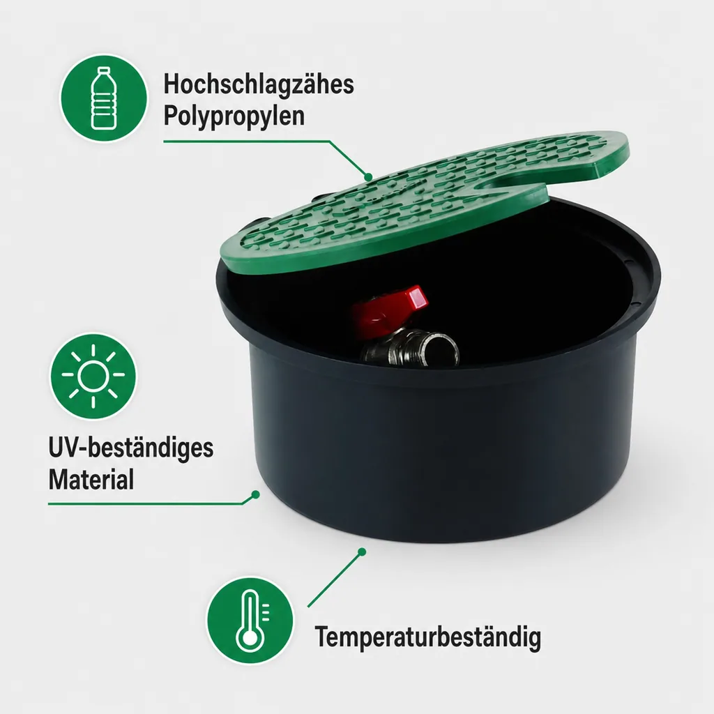 Ventilschacht, rund, 110mm Höhe, mit 3/4" Ventil, Gartenbewässerungsschacht