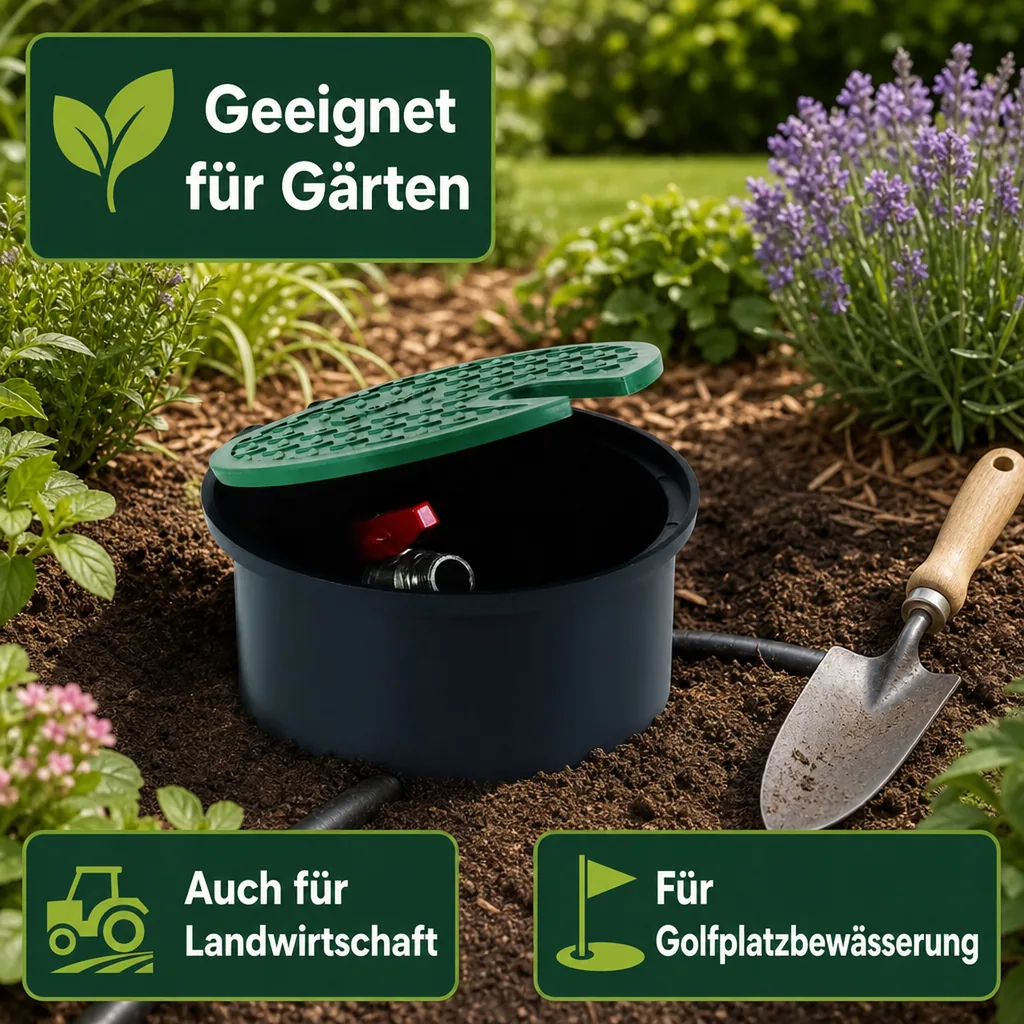 Ventilschacht, rund, 110mm Höhe, mit 3/4" Ventil, Gartenbewässerungsschacht