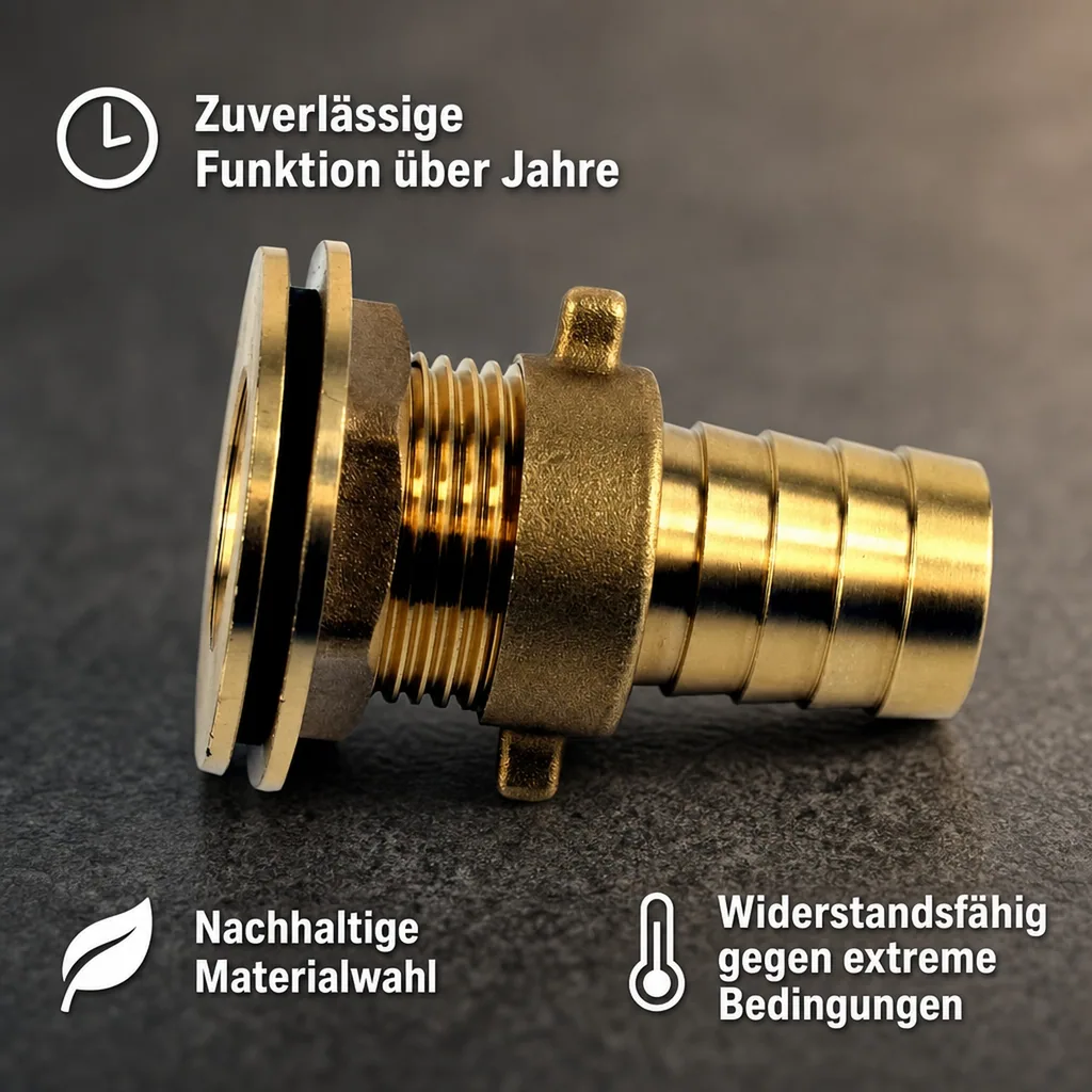 Tankdurchführung, Regentonnen Durchführung 1 Zoll, Messing Schlauchstutzen 25mm