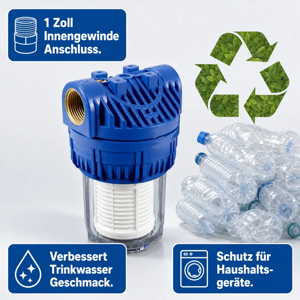 Wasserfilter, Trinkwasserfilter 5 Zoll, 1 Zoll Innengewinde, 8 bar, 60 Mikron