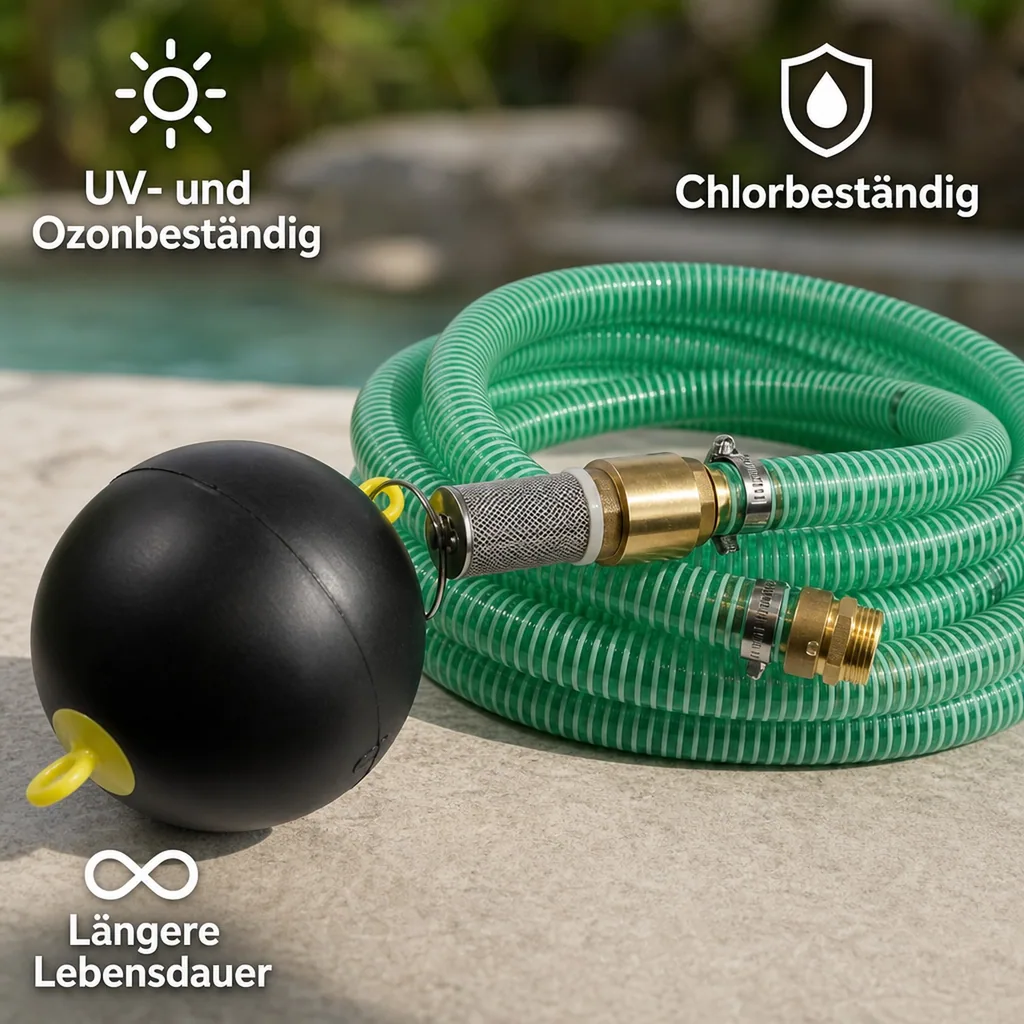 Saugdruckschlauch Set 25mm mit Schwimmender Entnahme, 1 Zoll Doppelnippel, 3m