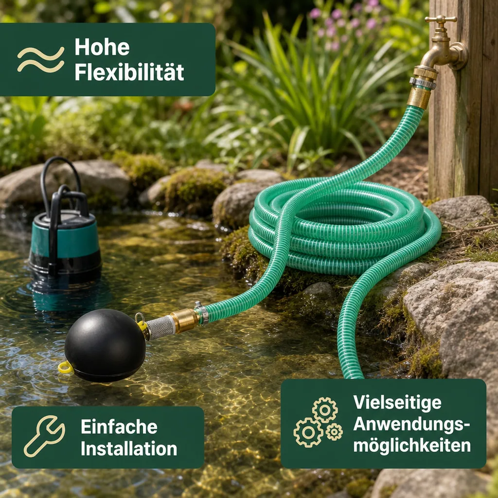 Saugdruckschlauch Set 25mm mit Schwimmender Entnahme, 1 Zoll Doppelnippel, 3m