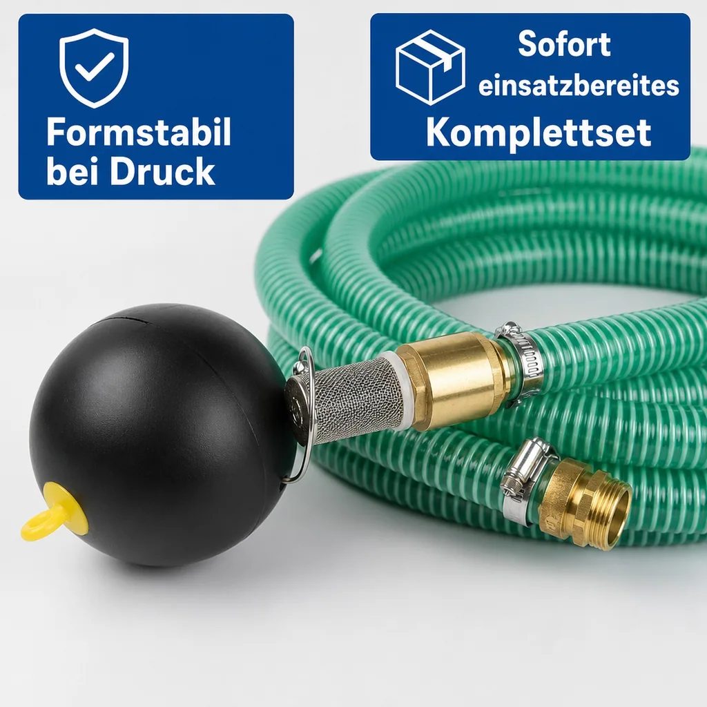 Saug und Druckschlauch 1 Zoll Set mit schwimmender Entnahme, 10m