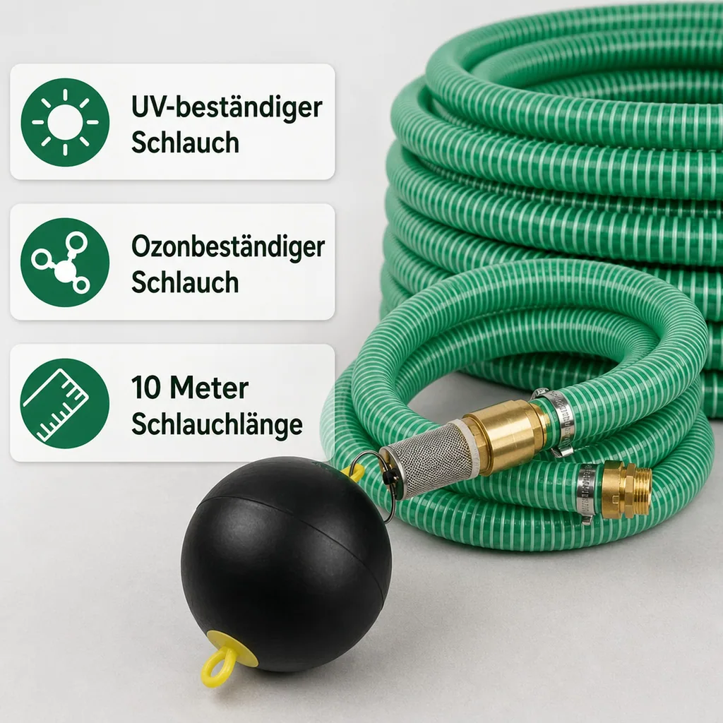 Saug und Druckschlauch 1 Zoll Set mit schwimmender Entnahme, 10m