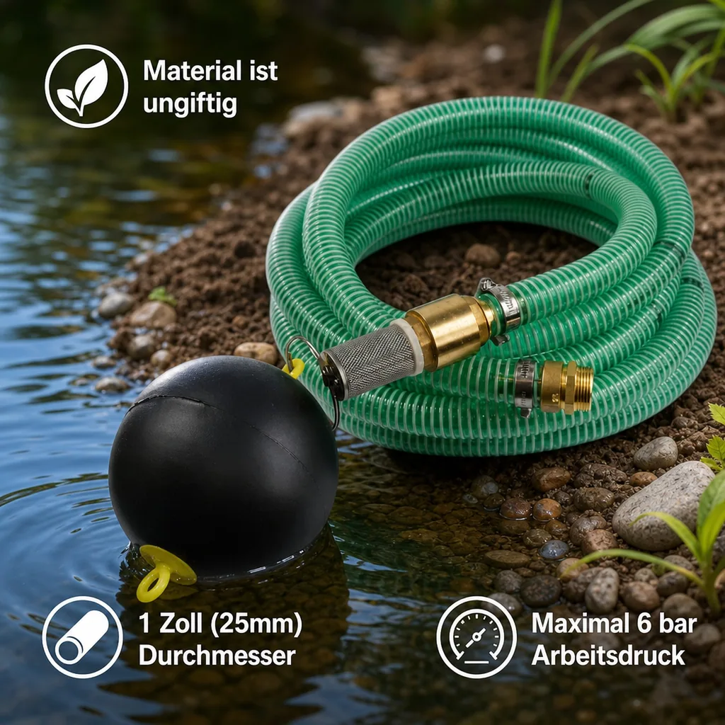 Saug und Druckschlauch 1 Zoll Set mit schwimmender Entnahme, 10m
