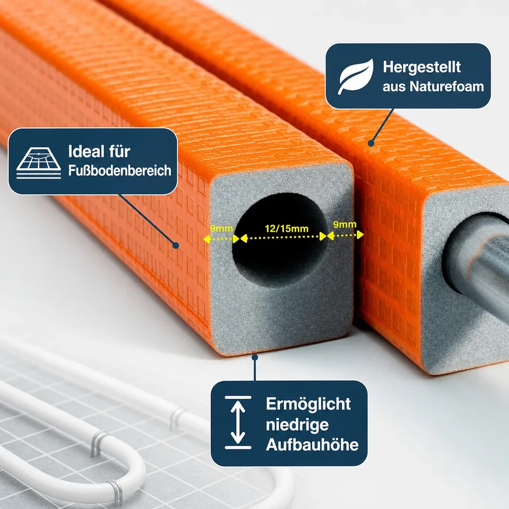 Rohrisolierung, Heizungsrohr Isolierung, 2m, 12/15 mm, 9 mm Dämmung
