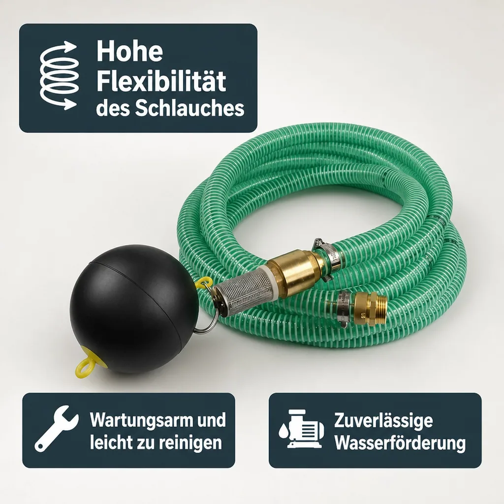 Saug-Druckschlauch-Satz 1 Zoll/25mm, schwimmende Entnahme, 1" AG-Doppelnippel, 4m