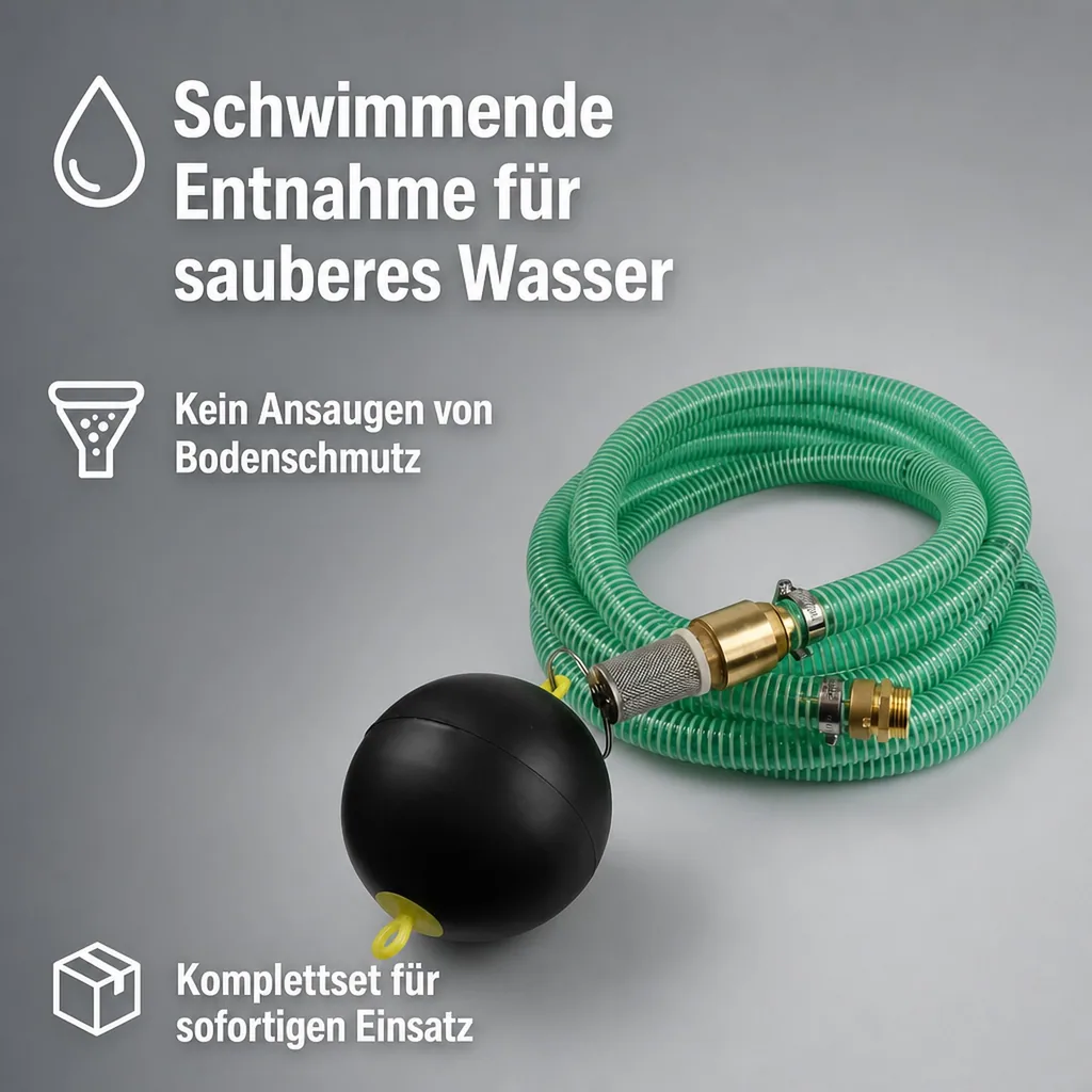 Saug-Druckschlauch-Satz 1 Zoll/25mm, schwimmende Entnahme, 1" AG-Doppelnippel, 4m