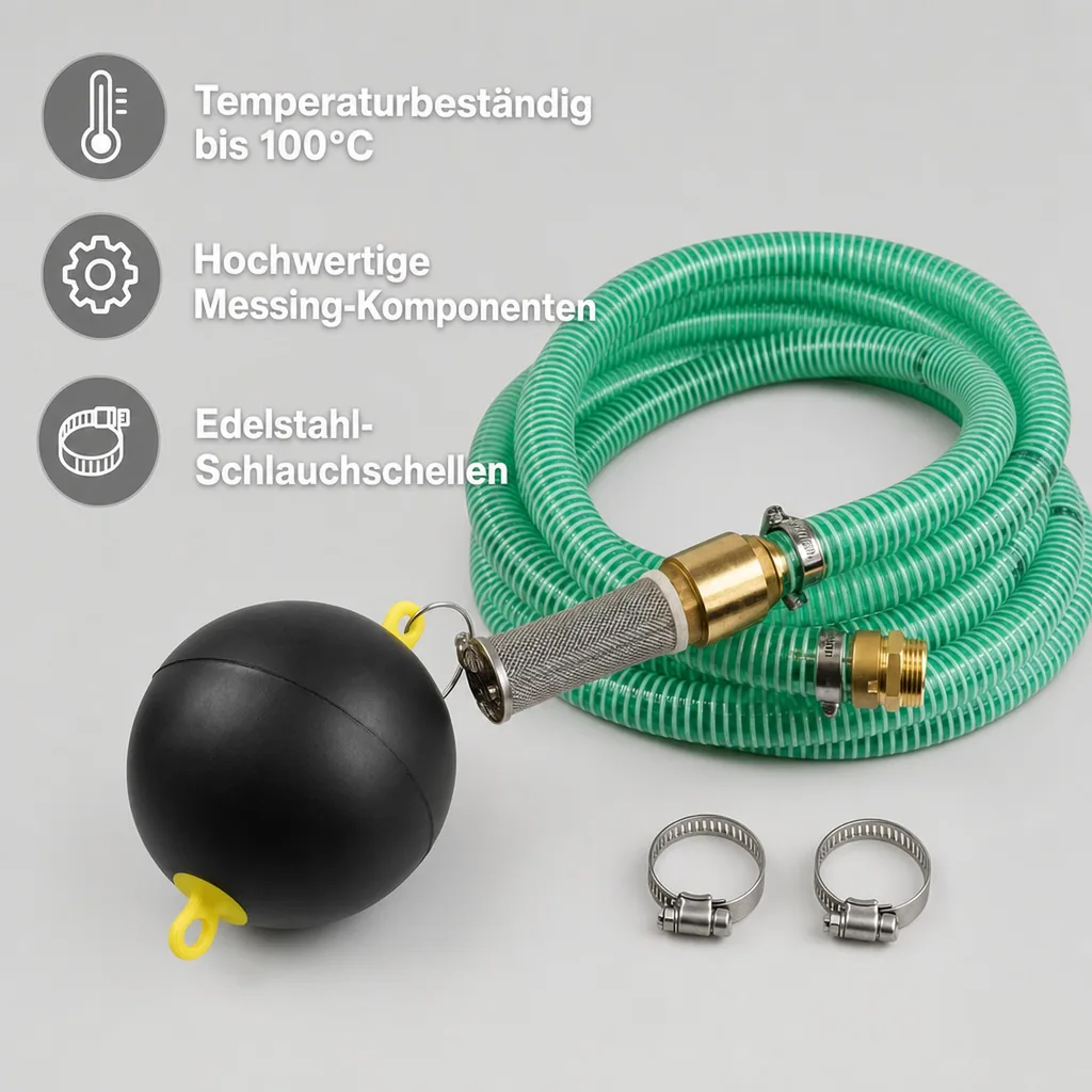 Saug und Druckschlauch 1 Zoll, Set mit Schwimmender Entnahme