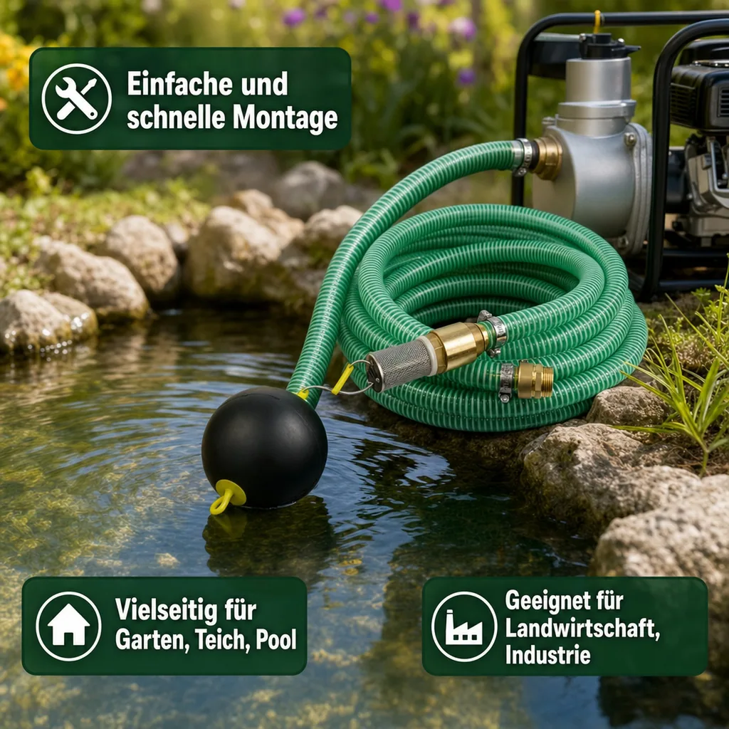 Saug und Druckschlauch 1 Zoll, Set mit Schwimmender Entnahme