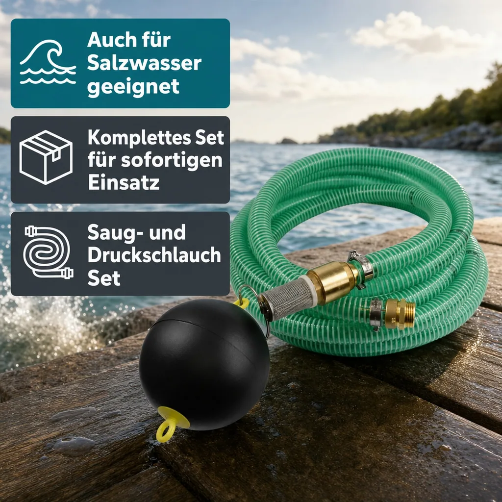 Saug und Druckschlauch 1 Zoll, Set mit Schwimmender Entnahme
