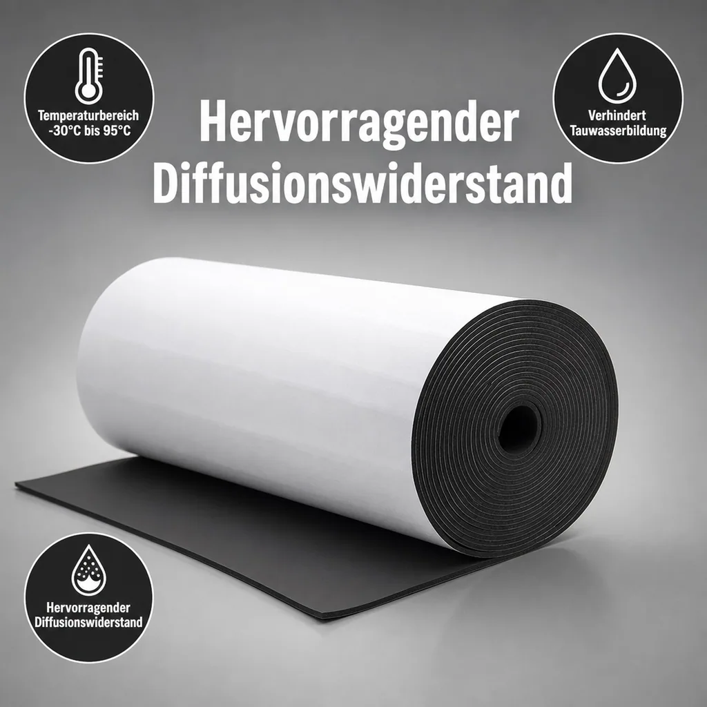 Rohrisolierung selbstklebend, Isoliermatte, Dämmmatte - INSUL ROLL XT 19mm