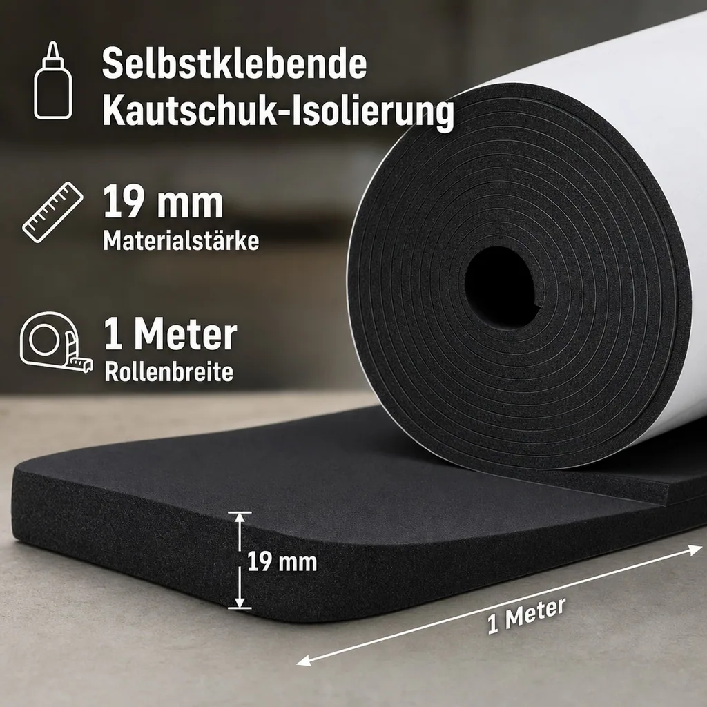 Rohrisolierung selbstklebend, Isoliermatte, Dämmmatte - INSUL ROLL XT 19mm