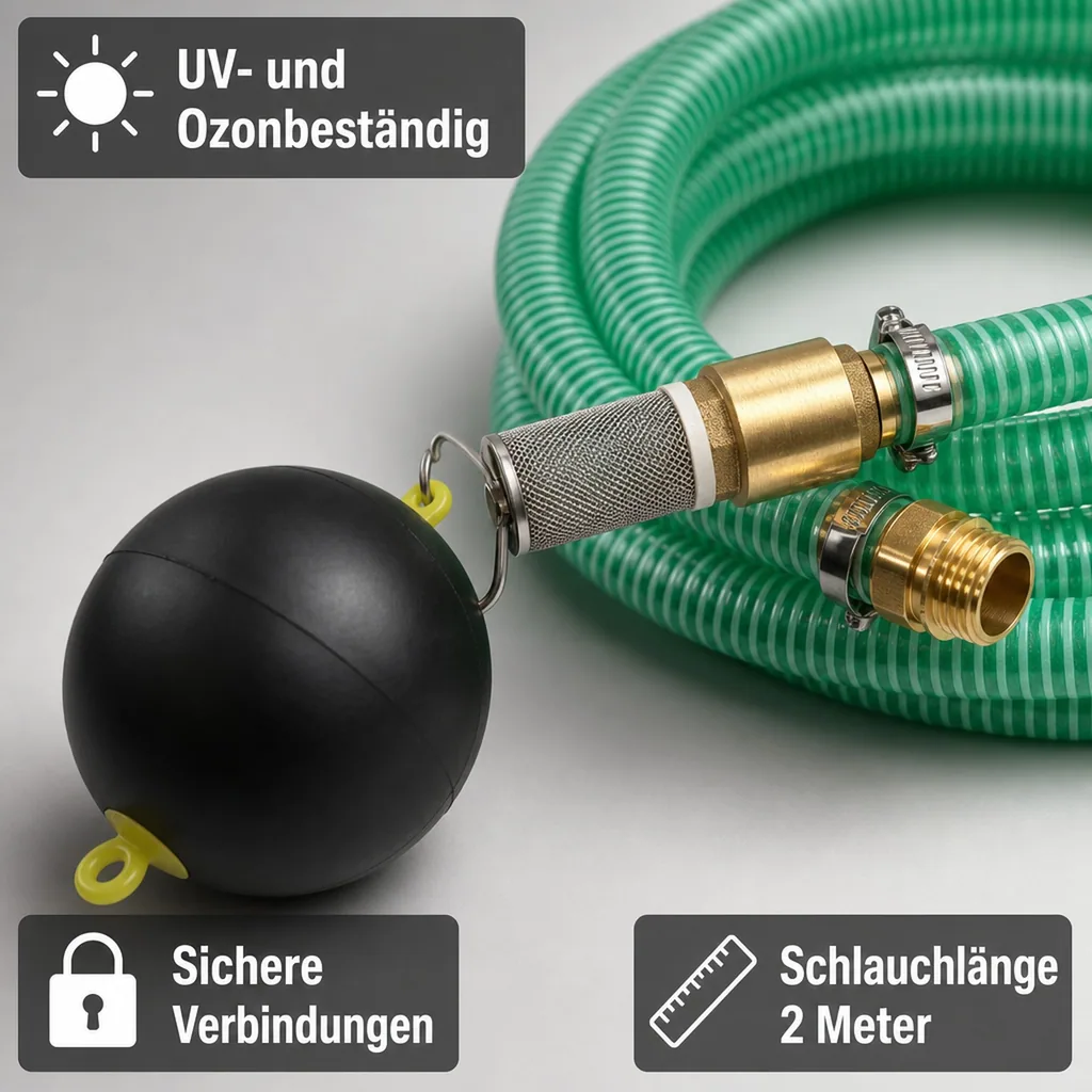 Schwimmende Entnahme Set, Saug Druckschlauch 1 Zoll, 2m mit Zubehör