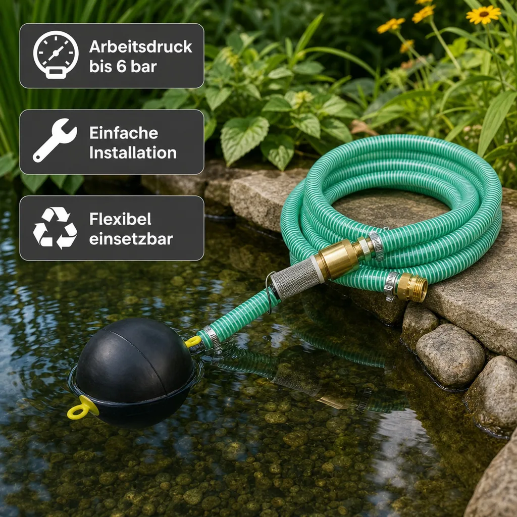 Schwimmende Entnahme Set, Saug Druckschlauch 1 Zoll, 2m mit Zubehör