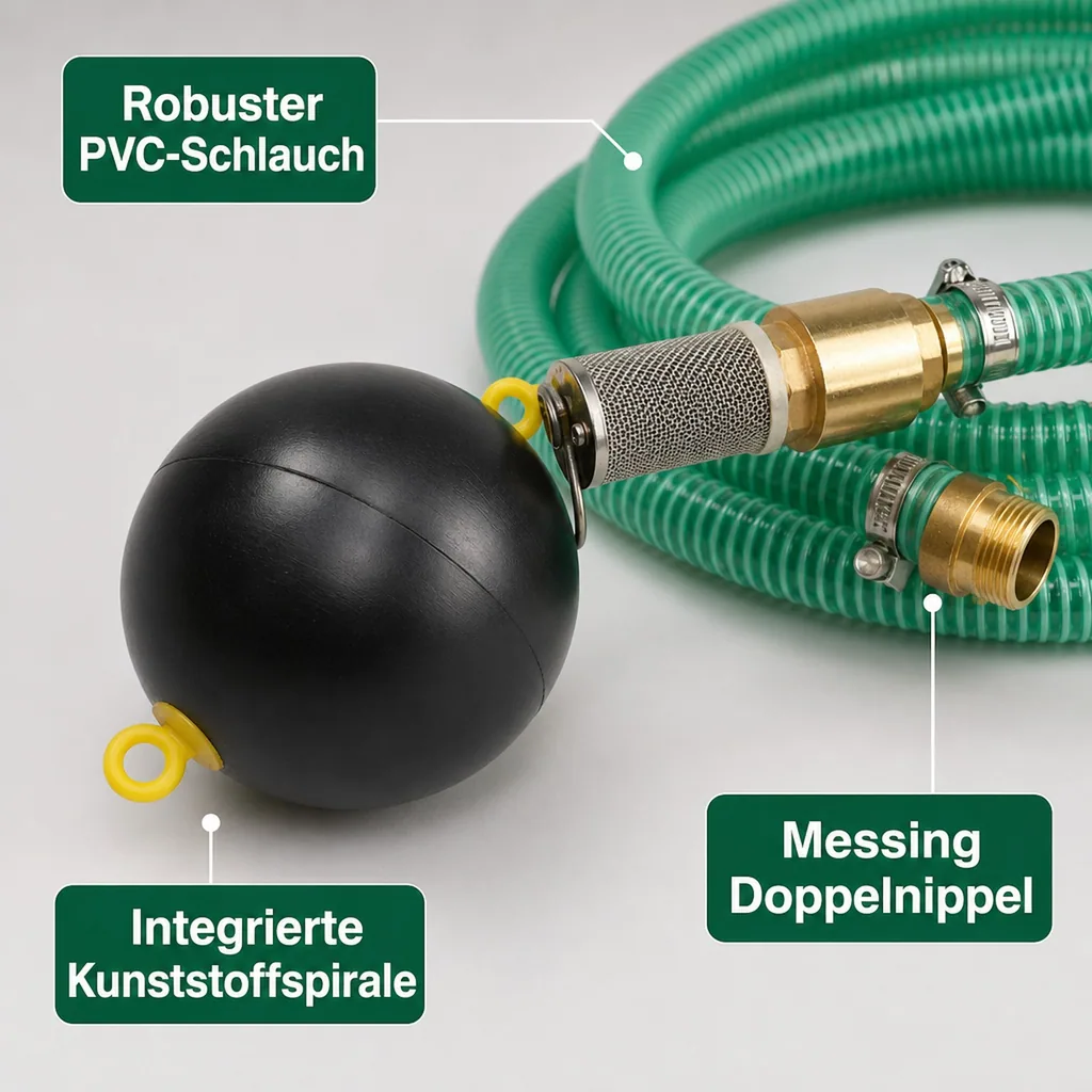 Schwimmende Entnahme Set, Saug Druckschlauch 1 Zoll, 2m mit Zubehör