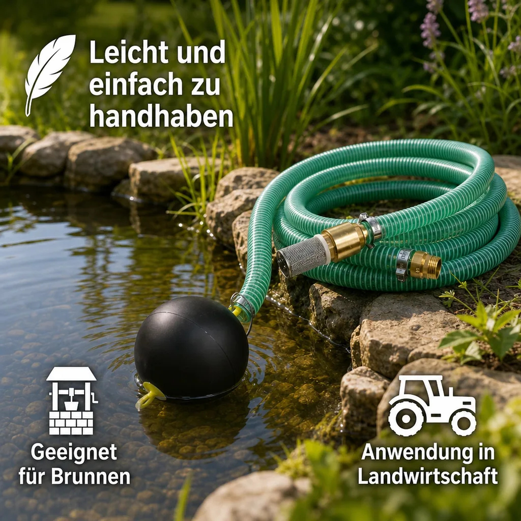 Schwimmende Entnahme, Saugdruckschlauch Set, 5m, 1 Zoll, mit Fussventil