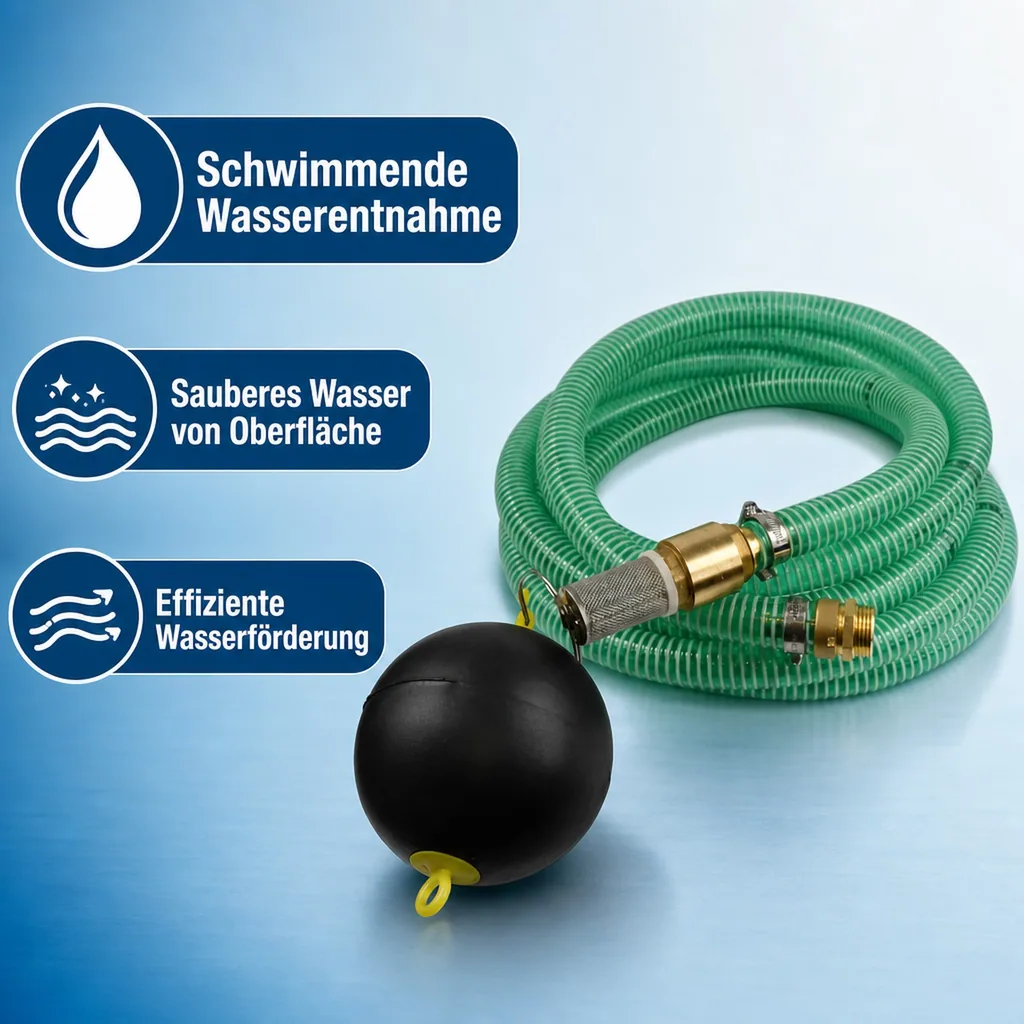Schwimmende Entnahme, Saugdruckschlauch Set, 5m, 1 Zoll, mit Fussventil