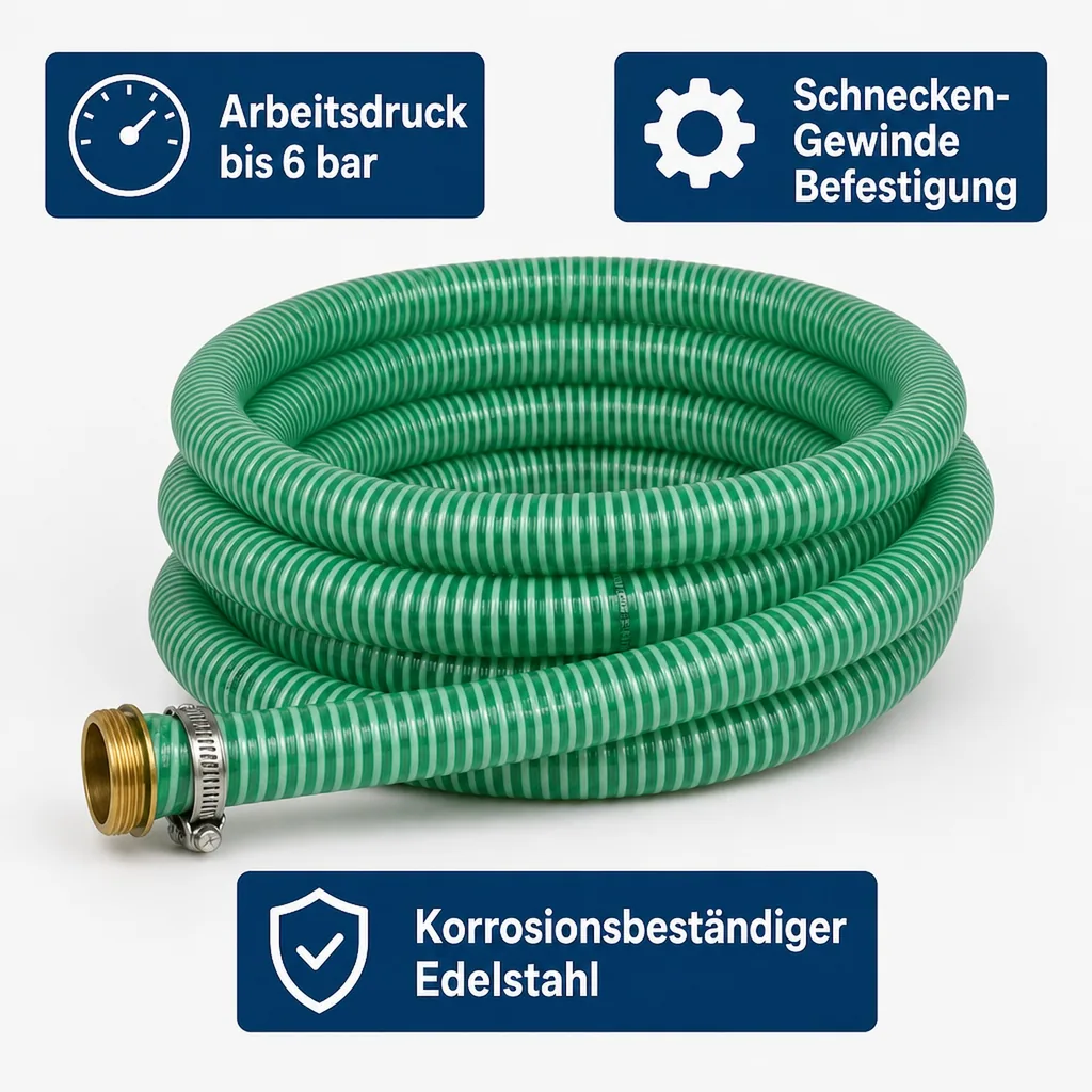1"/25mm Saug- + Druckschlauch mit 1" AG Schlauchtülle + 1" IG 2/3 Verschraubung 1m