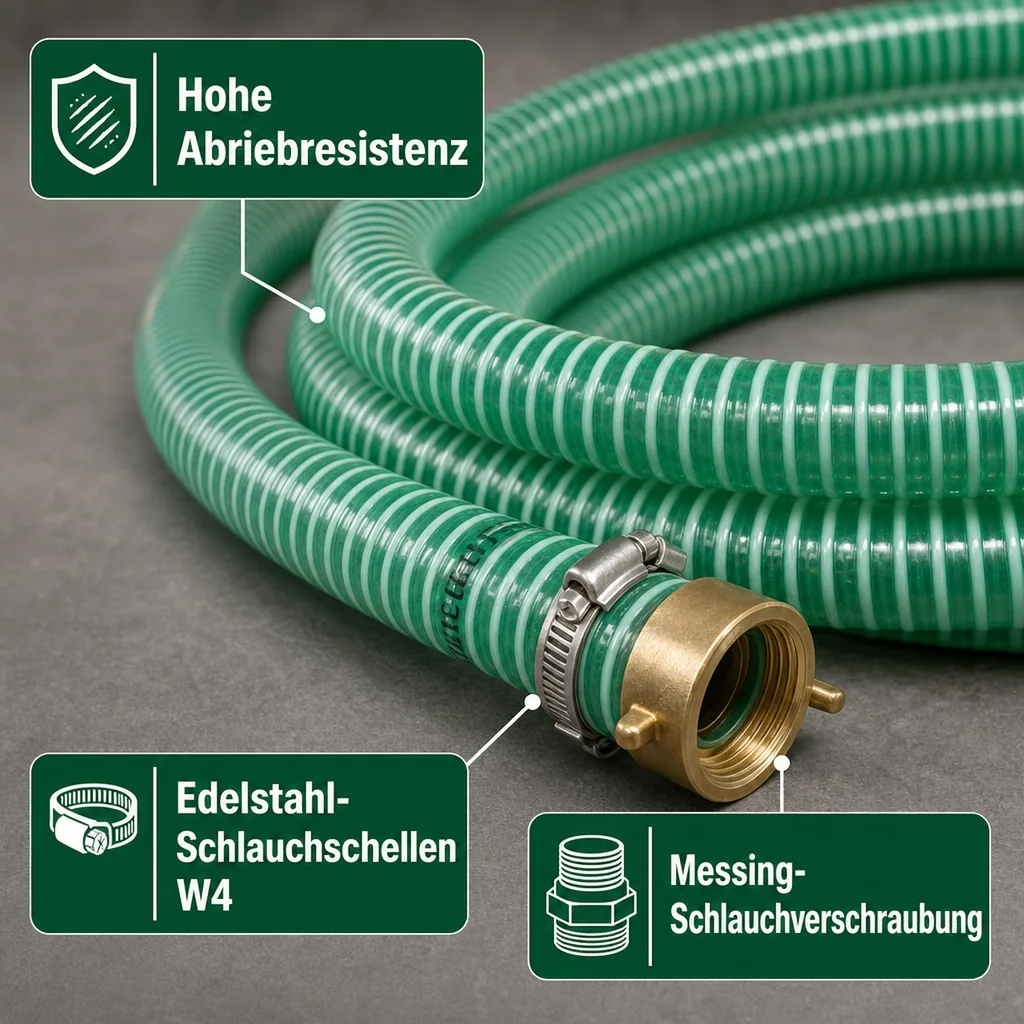 1"/25mm Saug- + Druckschlauch mit 1" AG Schlauchtülle + 1" IG 2/3 Verschraubung 10m