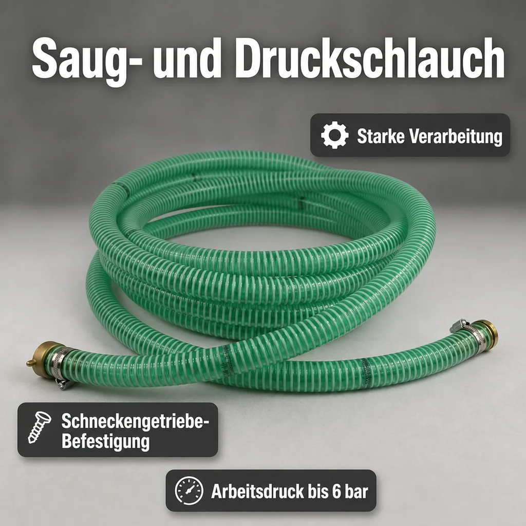 1"/25mm Saug- + Druckschlauch mit 1" AG Schlauchtülle + 1" IG 2/3 Verschraubung 10m