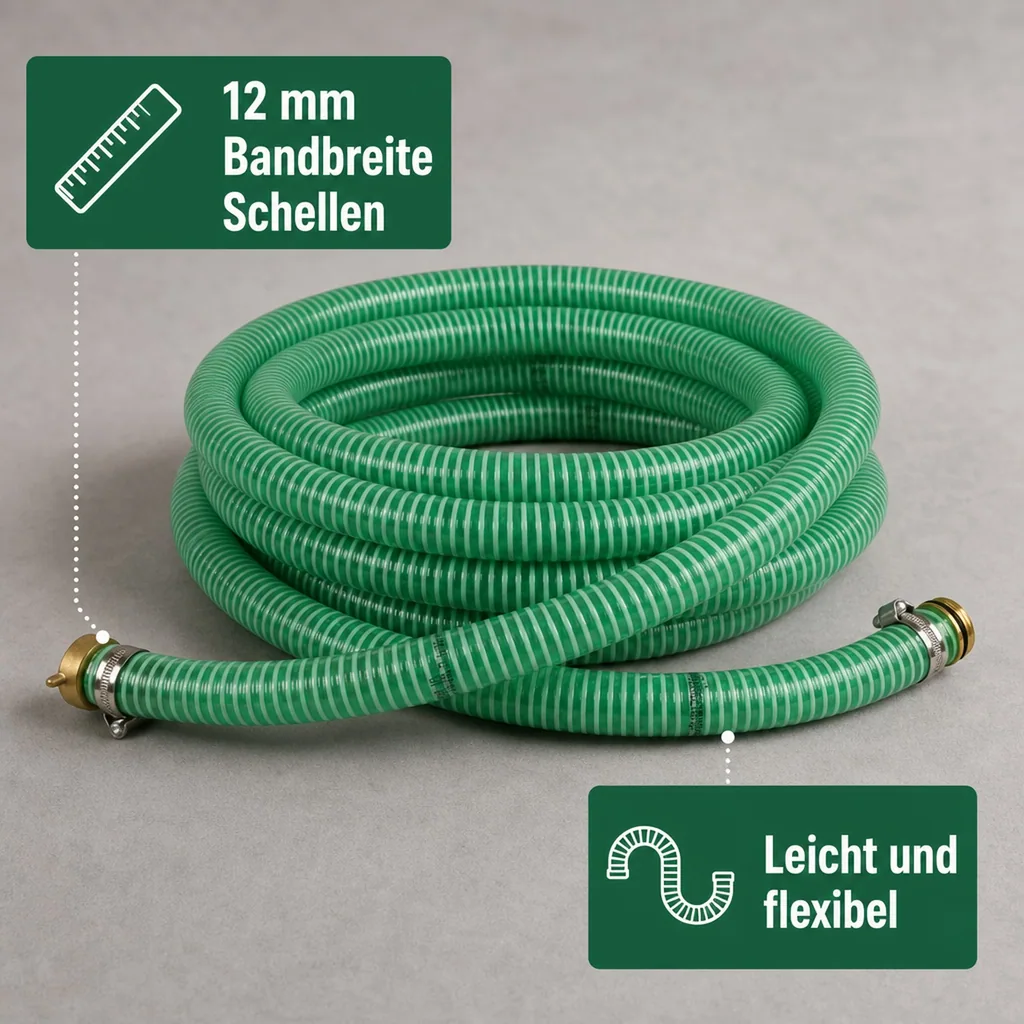 1"/25mm Saug- + Druckschlauch mit 1" AG Schlauchtülle + 1" IG 2/3 Verschraubung 10m
