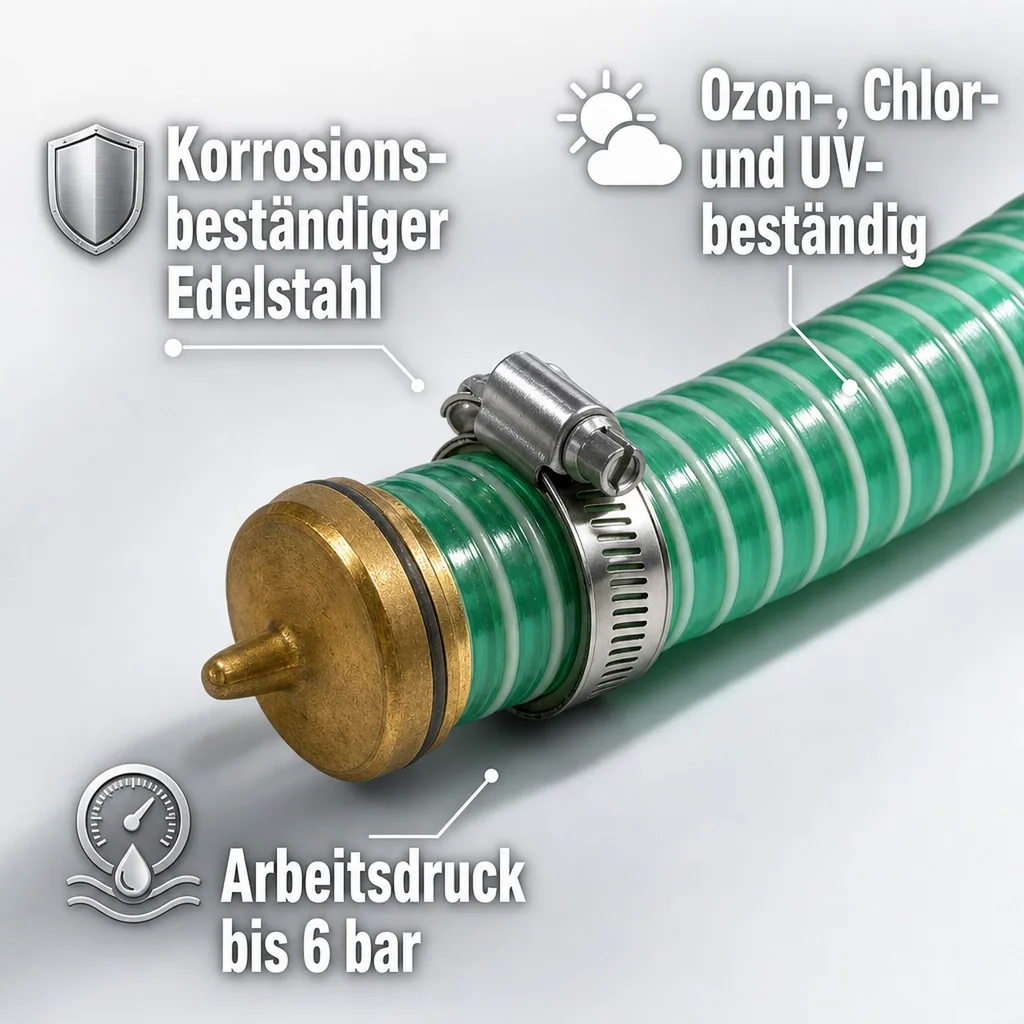 1"/25mm Saug- + Druckschlauch mit 1" AG Schlauchtülle + 1" IG 2/3 Verschraubung 20m