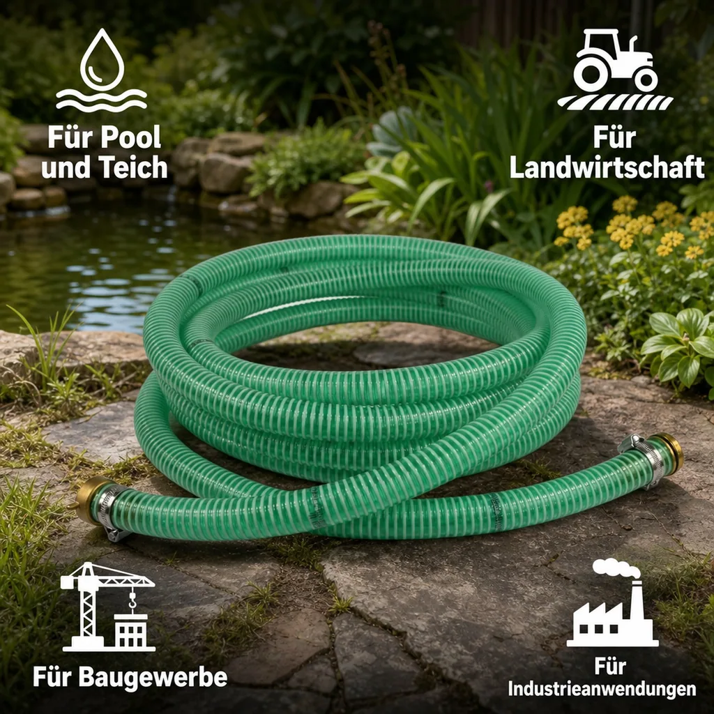 1"/25mm Saug- + Druckschlauch mit 1" AG Schlauchtülle + 1" IG 2/3 Verschraubung 20m