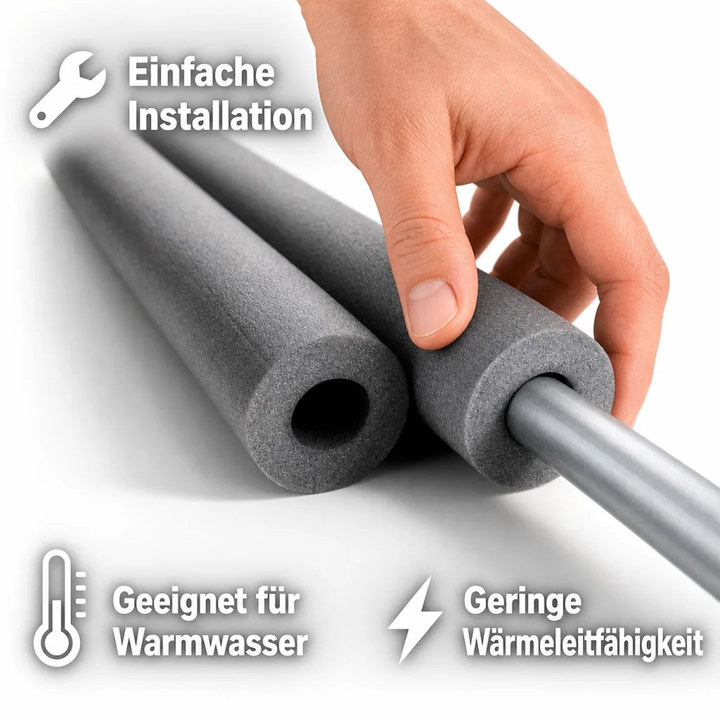Rohrisolierung, Isolierschlauch, Rohrdämmung 22mm, Grau
