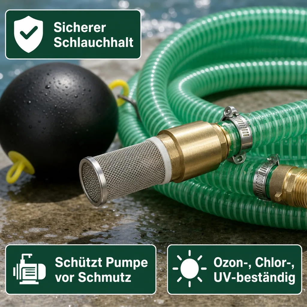 Schwimmende Entnahme, Druckschlauch 1 Zoll, Saugschlauch 7m, Doppelnippel Set