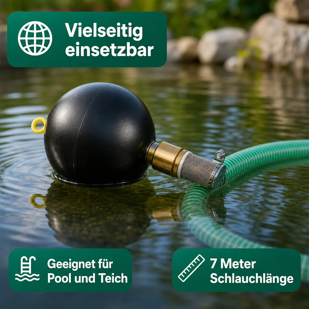 Schwimmende Entnahme, Druckschlauch 1 Zoll, Saugschlauch 7m, Doppelnippel Set