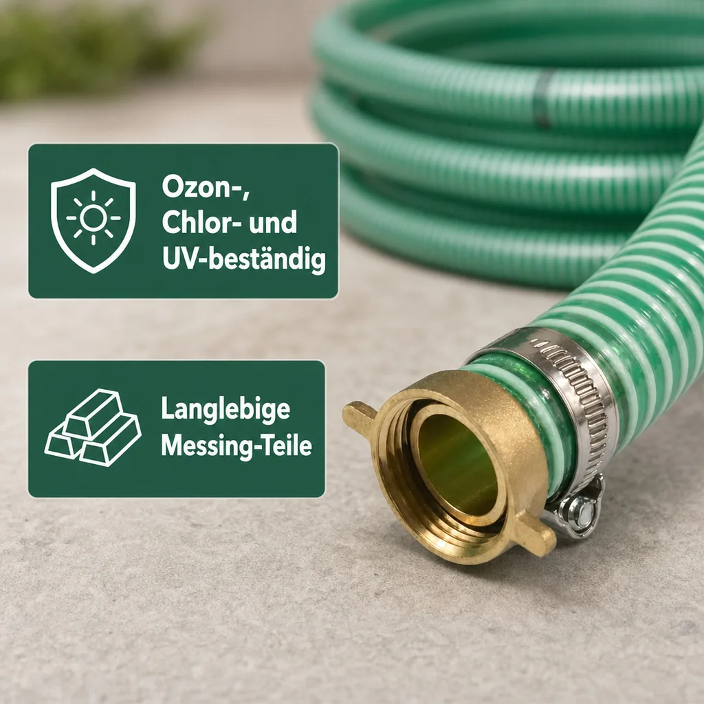 1"/25mm Saug- + Druckschlauch mit 1" AG Schlauchtülle + 1" IG 2/3 Verschraubung 2m