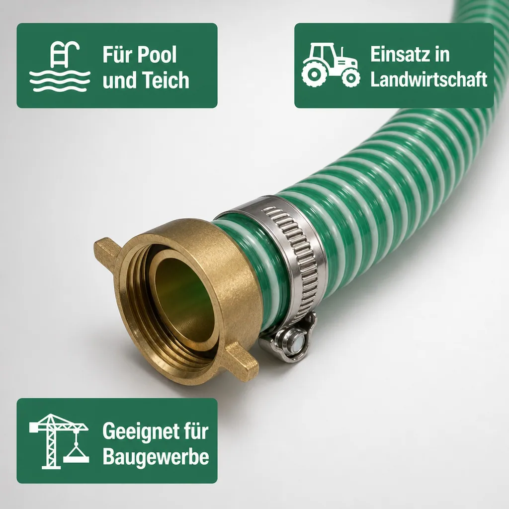 1"/25mm Saug- + Druckschlauch mit 1" AG Schlauchtülle + 1" IG 2/3 Verschraubung 15m