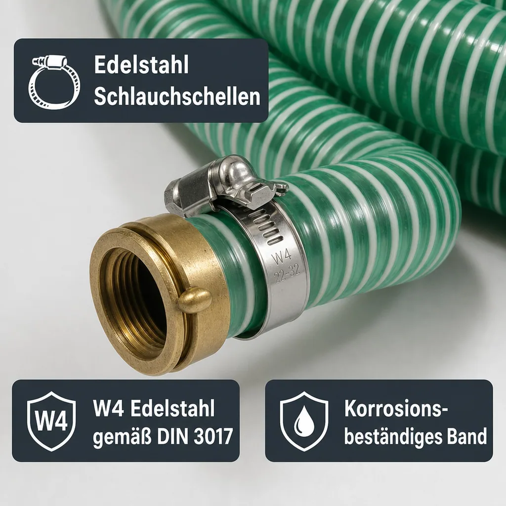 1"/25mm Saug- + Druckschlauch mit 1" AG Schlauchtülle + 1" IG 2/3 Verschraubung 15m